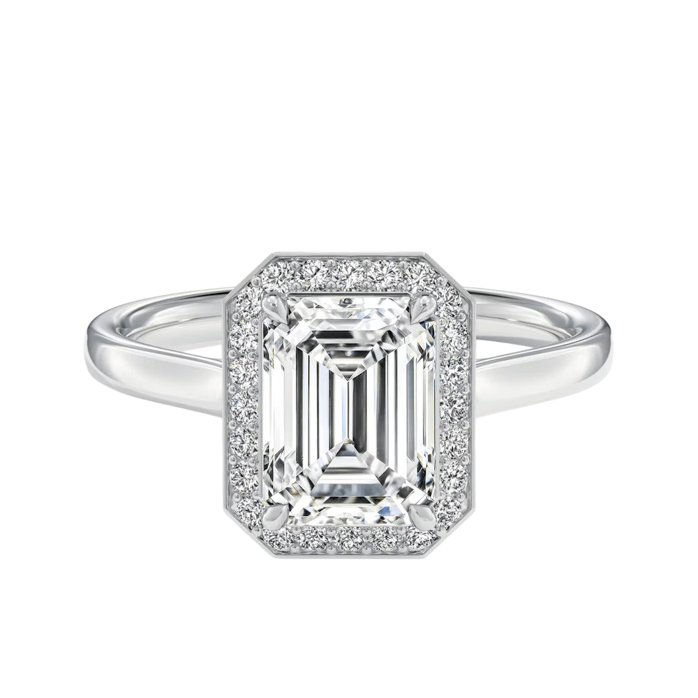 MIKOSA Elara Emerald Cut Halo Engagement Ring Setting