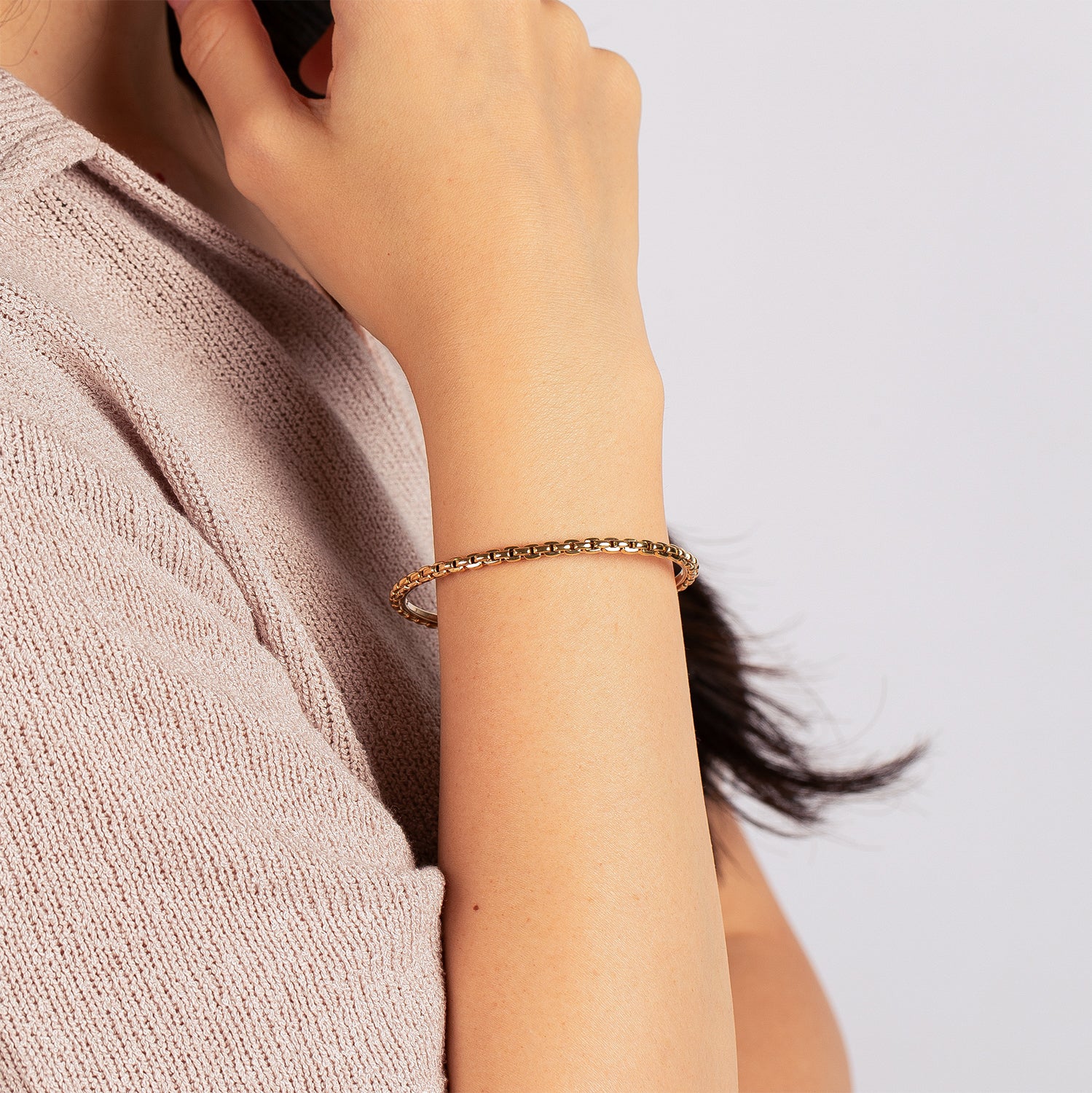 Rectangular Link 18K Gold Bracelet