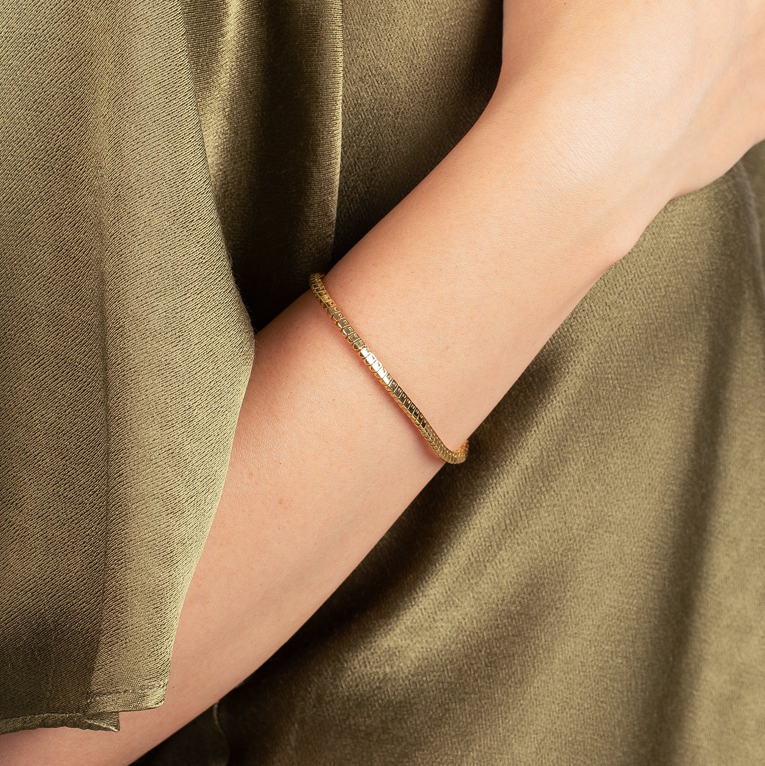 Mini Square Bead 18K Gold Bracelet