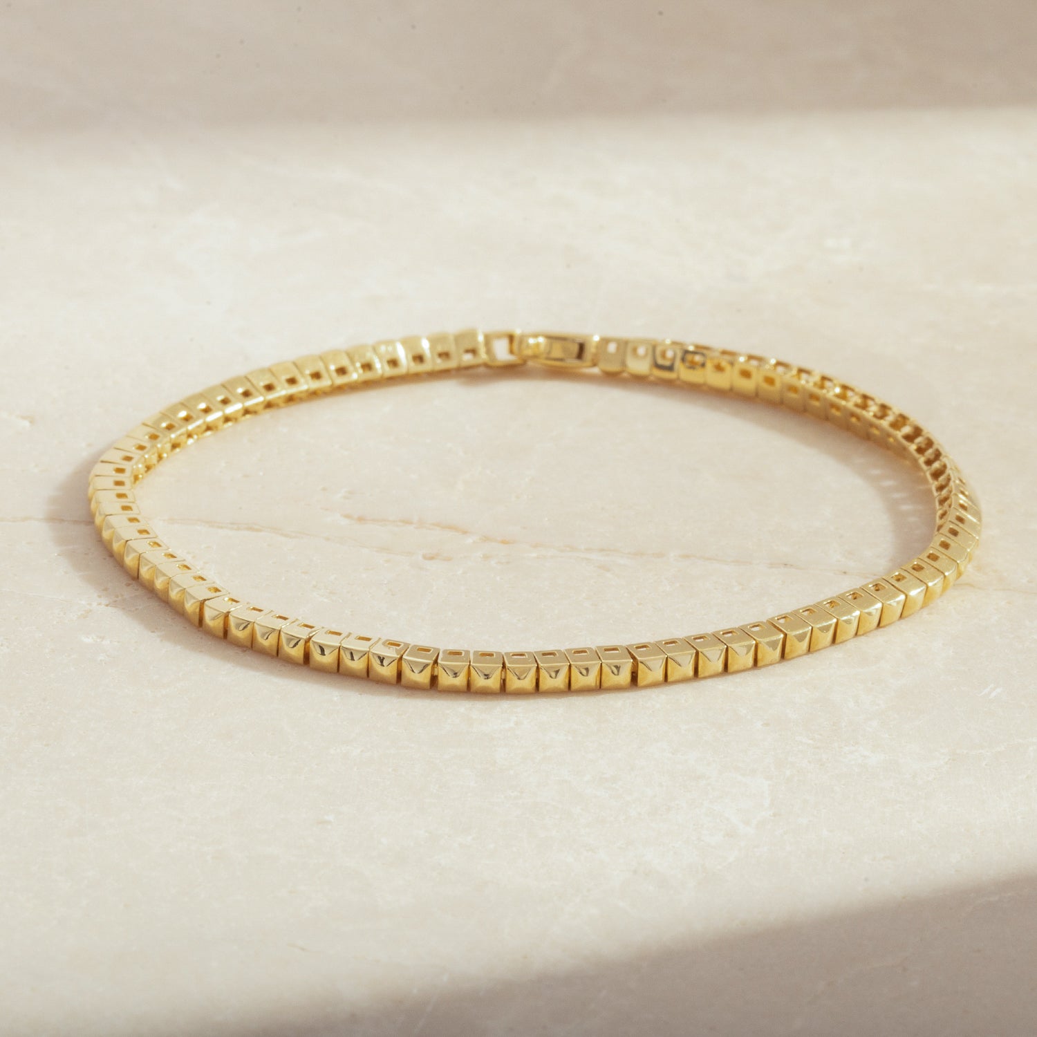 Mini Square Bead 18K Gold Bracelet