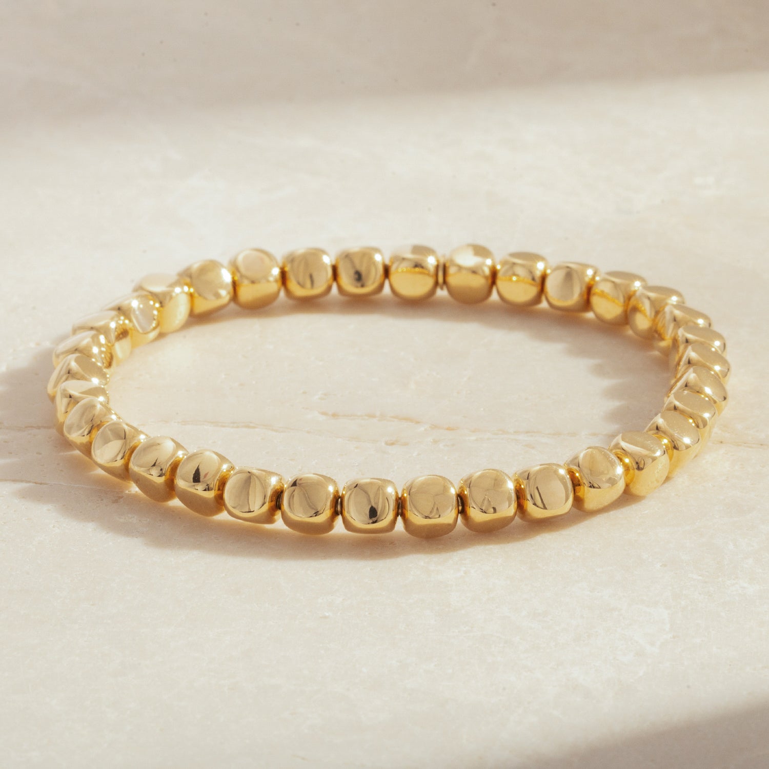 Square Bead 18K Gold Bracelet