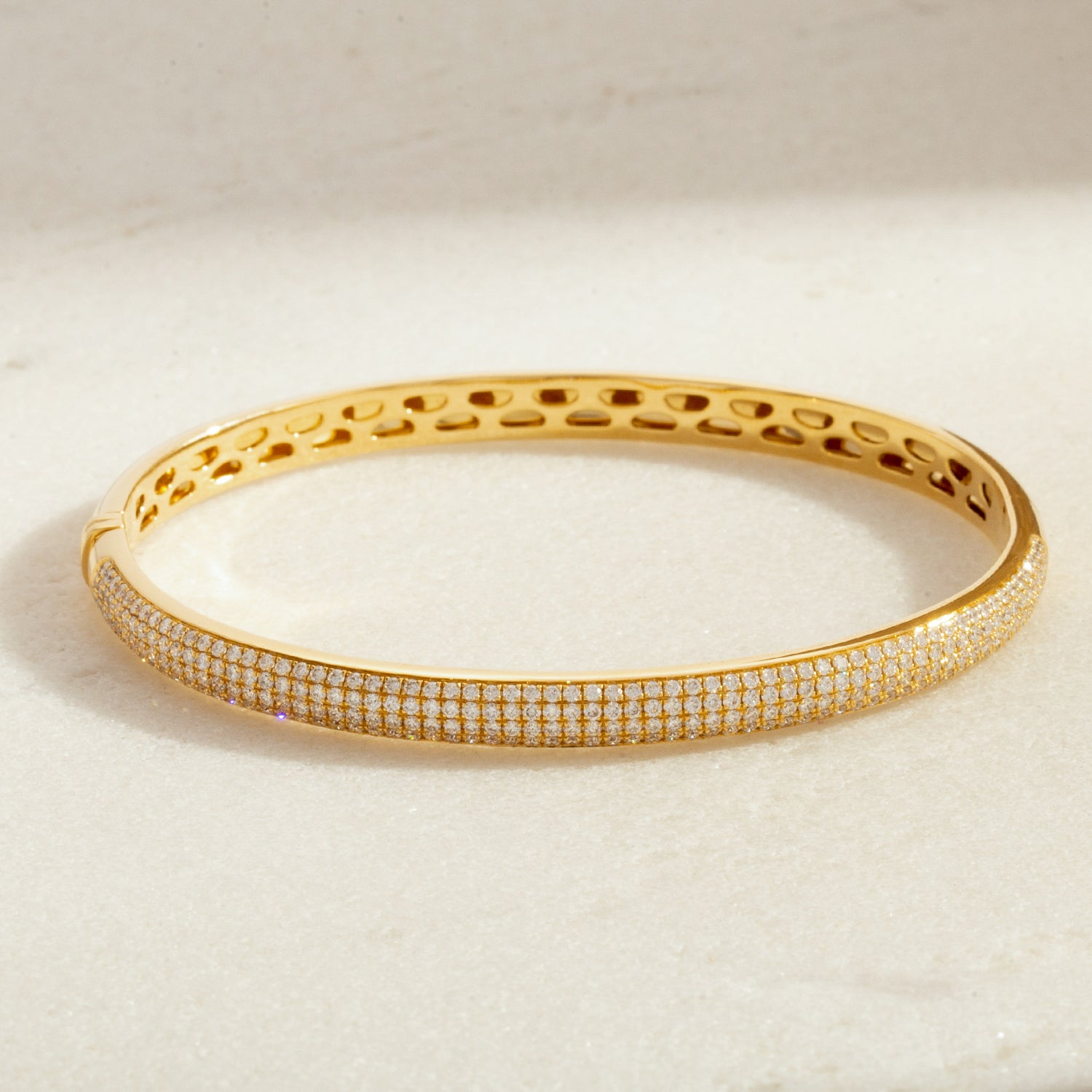 18K Gold Triple Row Micro Diamond Pave Bracelet