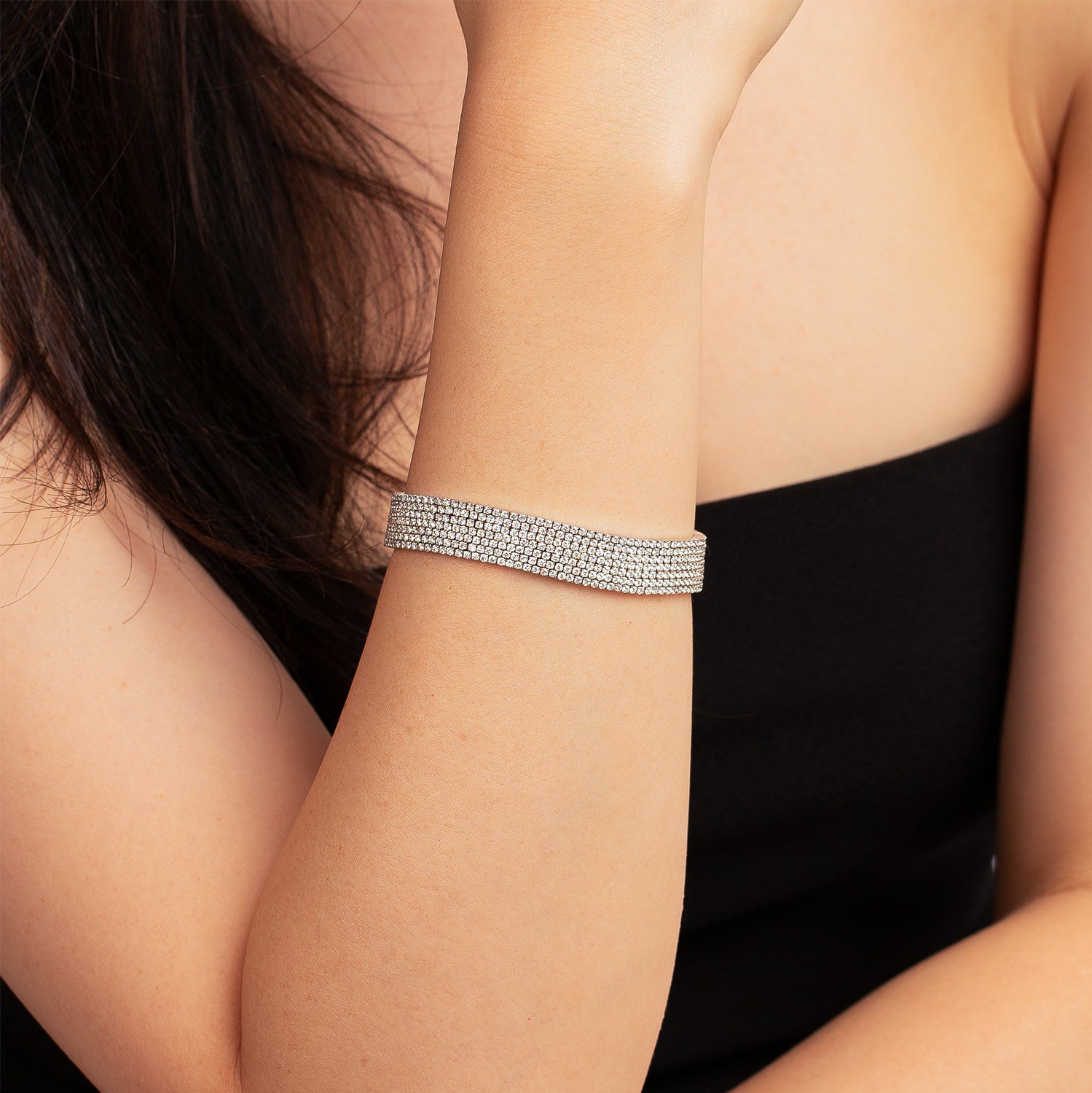 18K Gold Seven Layered Diamond Glamour Bracelet